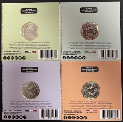 5€LOTSPA, Philatélie 50, 5€ bicolore SPA, Chiens, Chats, Chevaux, Lapins