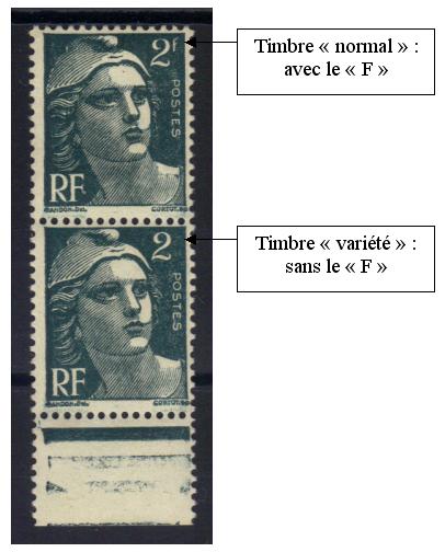 713 F -2 - Philatelie - timbre de France avec variété