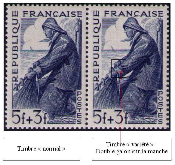 824a - 2 - Philatélie 50 - timbre de France avec variété N° Yvert et Tellier 824a - timbre de France de collection