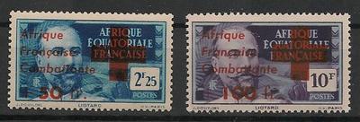 AEF165-166 - Philatélie - Timbre d'afrique equatoriale française N° Yvert et Tellier 165 à 166 - Timbres de colonies françaises
