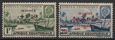 AEF195-196 - Philatélie - Timbre d'afrique equatoriale française N° Yvert et Tellier 195 à 196 - Timbres de colonies françaises