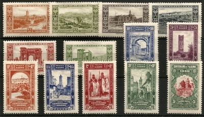ALG87/99 X - Philatélie 50 - série complète de 13 timbres d'Algérie avant indépendance N° 87 à 99 sur le Centenaire de l'Agérie Française