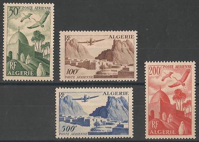 ALGPA9-12 - Philatélie - Timbres Poste Aérienne d'Algérie N° Yvert et Tellier 9 à 12 - Timbres des anciennes colonies avant indépendance