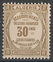 ALGTAX17 - Philatélie - Timbre Taxe d'Algérie N° Yvert et Tellier 17 - Timbres des anciennes colonies françaises avant indépendance