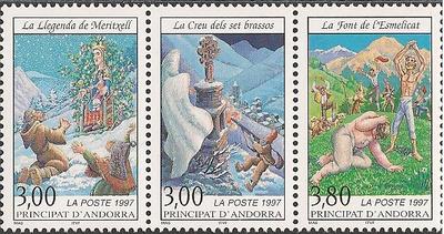 AND493-495 - Philatélie - Timbres d'Andorre N° Yvert et Tellier 493 à 495 - Timbres de collection