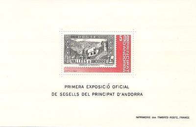 ANDBF1 - Philatélie - Bloc feuillet d'Andorre N° Yvert et Tellier 1 - Timbres de collection