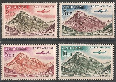 ANDPA5-8 - Philatélie - Timbre d'Andorre Poste Aérienne N° Yvert et Tellier 5 à 8 - Timbres de collection