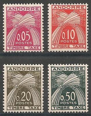 ANDTAXE42-45 - Philatélie - Timbre d'Andorre Taxe N° Yvert et Tellier 42 à 45 - Timbres de collection