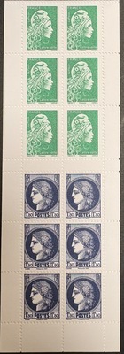 BC1532- Philatélie 50 - Carnet de timbre de France composition variable-Marianne l'engagée-Type Cérès