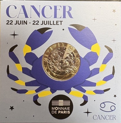 cancer2026, Philatélie 50, Pièce 5€ Collection Astro 2025, Monnaie de Paris