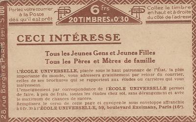Carnet192C5série100 - Philatélie - Timbre de France n° YT 192C5 carnet d'usage courant - Timbres de collection