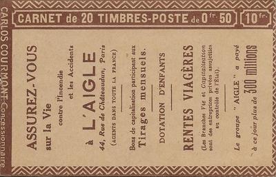Carnet257C8 - Philatelie - Timbre de France n° YT 257C8 carnet d'usage courant - Timbres de collection