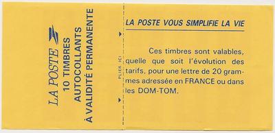 Carnet n° Yvert & Tellier 2807 C1 - Philatélie - Carnets de timbres de France d'usage courants de collection
