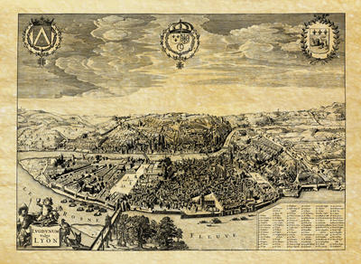 Carte ancienne de Lyon - Philatélie - Reproductions de cartes géographiques anciennes