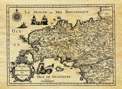 Carte régionale de la Bretagne (1650) - Philatélie - Reproductions de cartes géographiques anciennes