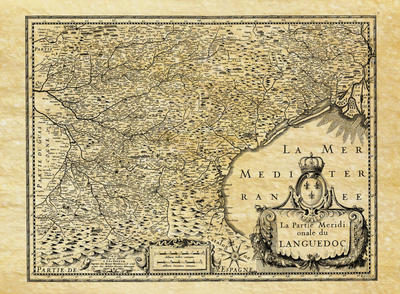 Carte régionale du Languedoc - Philatélie - Reproductions de cartes géographiques anciennes