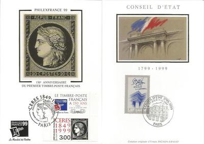 Cartes 1999 - Philatélie 50 - cartes maximum de France - timbres de France de collection