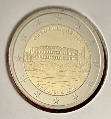 2€CRO2025PULA, Philatélie 50, Pièce de 2€ 2025 Arène de Pula