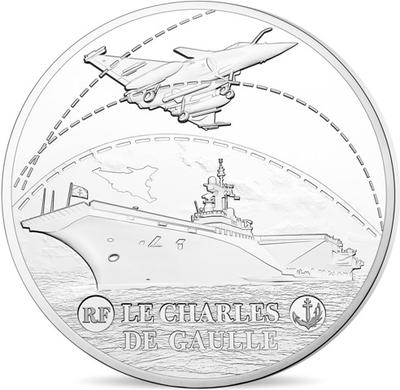 CDG argent - Philatelie - pièce de monnaie euros Monnaie de Paris - Grands Navires - Le Charles De Gaulle
