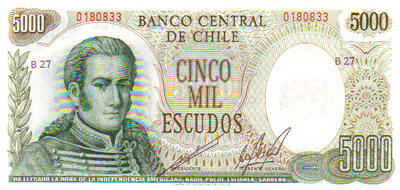 Chili - Philatélie - billets de banque du Chili - billets de collection