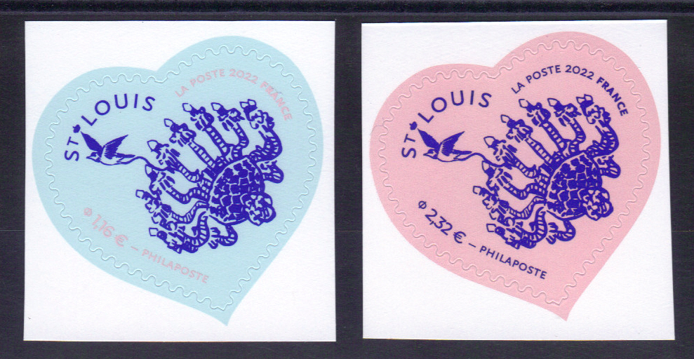 Coeurs Saint Louis - Philatelie - timbres de France auto-adhésifs Coeurs Saint Louis
