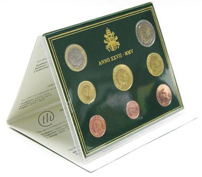 Coffret BU Vatican 2005 - Philatelie - pièce de monnaies euros Vatican
