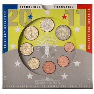 Coffret France BU 2011 - Philatélie 50 - pièces de monnaies euros de France - coffret BU France 2011 - pièces de monnaies de collection