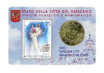 Coin Card 2011 - Philatélie 50 - pièce de monnaies euros Vatican - pièce de monnaie de collection