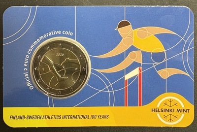Coincard 2 € Finlande 2025, Philatélie 50, Athlétisme Ang