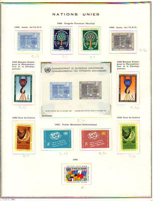 Collection Nations Unies - Philatelie - collection de timbres des Nations Unies