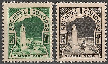 COMOT1-2 - Philatélie - Timbres taxes des Comores N° Yvert et Tellier 1 à 2 - Timbres de collection