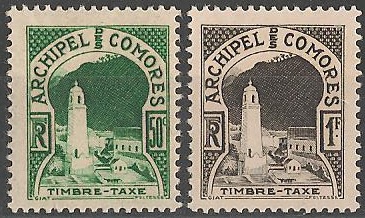 COMOT1-2 - Philatélie - Timbres taxes des Comores N° Yvert et Tellier 1 à 2 - Timbres de collection