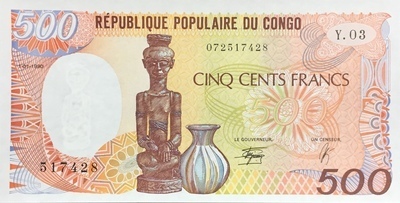 CONGOPK8c - Philatélie 50 - Billet 500 Francs de la Banque Centrale du Congo N° Pick 8c