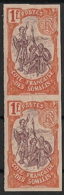 COTESOM50aNonDentelépaire - Philatélie - Timbre de Côte des Somalis N° Yvert et Tellier 50a non dentelé - Timbres de colonies françaises