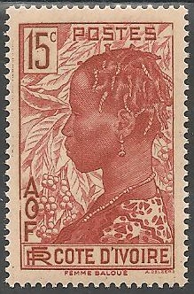 COTI114 - Philatélie - Timbre de Côte d'Ivoire N° Yvert et Tellier 114 - Timbres de colonies françaises - Timbres de collection