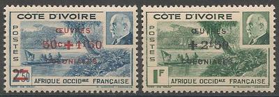 COTI175-176 - Philatélie - Timbres de Côte d'Ivoire N° Yvert et Tellier 175 à 176 - Timbres de colonies françaises - Timbres de collection