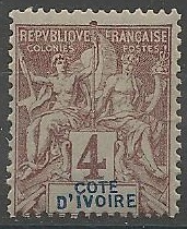 COTI3 - Philatélie - Timbre de Côte d'Ivoire N° Yvert et Tellier 3 - Timbres de colonies françaises - Timbres de collection