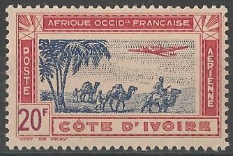 COTIPA16 - Philatélie - Timbre Poste Aérienne de Côte d'Ivoire N° Yvert et Tellier 16 - Timbres de colonies françaises - Timbres de collection