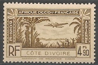 COTIPA4 - Philatélie - Timbre Poste Aérienne de Côte d'Ivoire N° Yvert et Tellier 4 - Timbres de colonies françaises - Timbres de collection