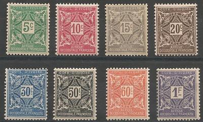 COTITAX9-16 - Philatélie - Timbre Taxe de Côte d'Ivoire N° Yvert et Tellier 9 à 16 - Timbres de colonies françaises - Timbres de collection