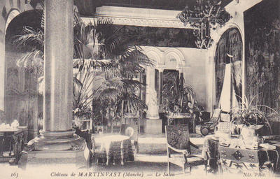 CPA50MAR2510174 - Philatelie - Carte postale ancienne du Salon du Château de Martinvast - Cartes postales anciennes de collection