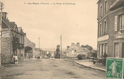 CPA50PIE471324 - Philatélie - Carte postale Les Pieux la route e Cherbourg - Cartophilie - Cartes postales de collection