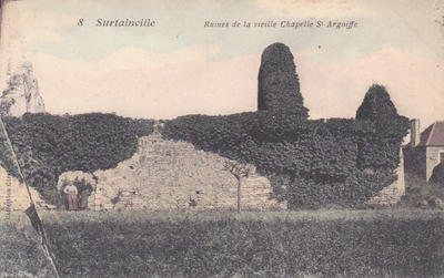 CPA50SUR24101718 - Philatelie - Carte postale ancienne des Ruines de la vieille Chapelle st Argoiffe de Surtainville - Cartes postales anciennes