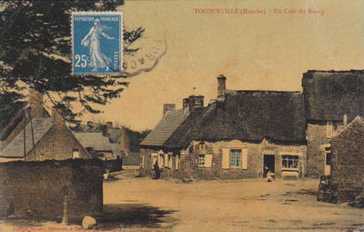 CPA50TOC2410173 - Philatelie - Carte postale ancienne d'un coin du Bourg de Tocqueville - Cartes postales anciennes de collection