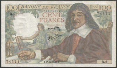 F27/1/TTB+/74574 - Philatélie 50 - Billet 100 francs DESCARTES 15/05/1942