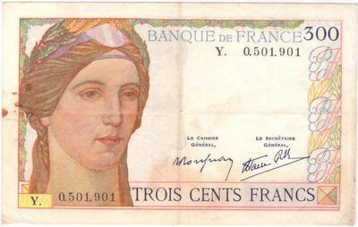 F29/03/501901, Philatélie 50, billet de banque de France de 300 Francs