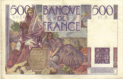F34-1-SUP-2 - Philatelie - billet de banque de France - 500 francs