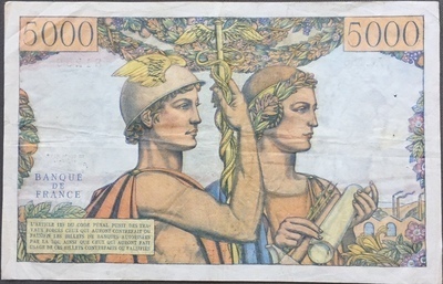 F48/15/81259W166-1 - Philatelie 50 - Billet de 5000 Francs Terre et Mer 1957