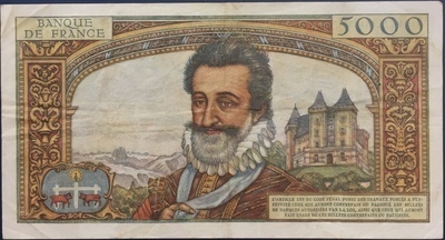 F49/7/90282T59-1 - Philatelie 50 - Billet de 5000 Francs Henri IV 1958