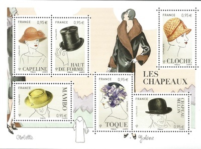 F5277 - Philatelie 50 - feuillet de timbres de France N° F5277 de 2018 - Mode, Chapeaux.